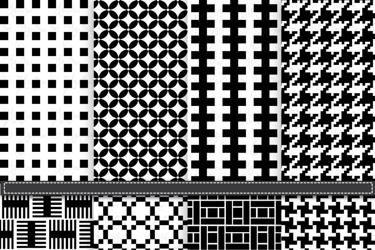 Black & White Pattern Digital Paper, an Illustration by YenzArtHaut