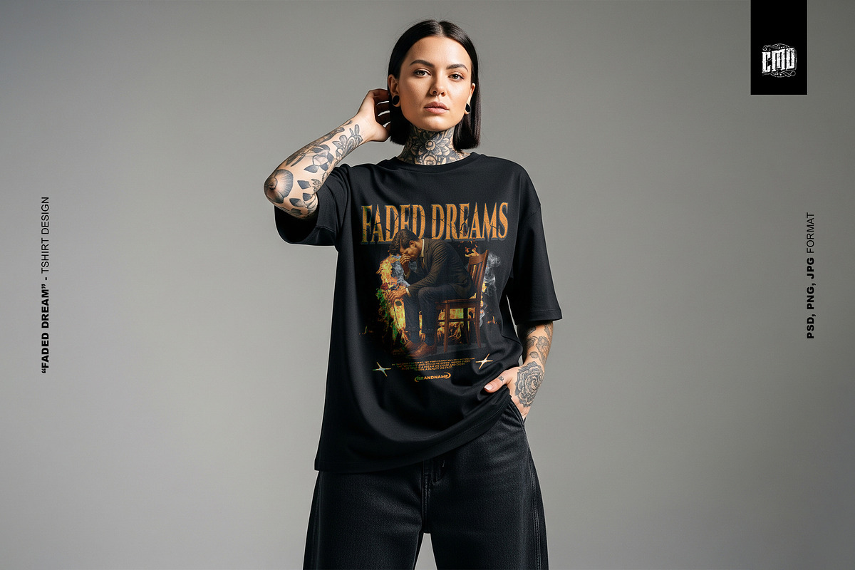 FADED DREAMS - T-Shirt Design, an Object Graphic by Cmd Project (Photo 7 of 10)
