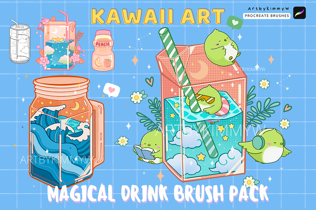Procreate Magical Drink Brush Pack, a Brush Add-On by Artbykimmyw (Photo 1 of 7)