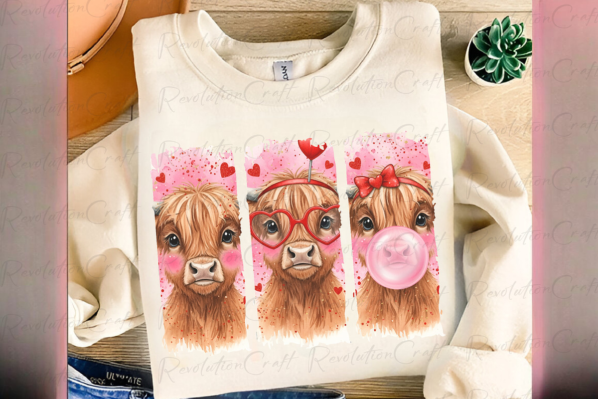 Valentine Highland Cow Brushstroke P, an Illustration by OK Design (Photo 2 of 4)