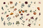 Watercolor Fall Flowers Clipart Set, a Person Illustration by Pink Studio Art (Thumbnail 8 of 19)
