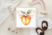 Watercolor Cute Peaches Garden Fruit, an Illustration by CraftArtStudio (Thumbnail 4 of 6)