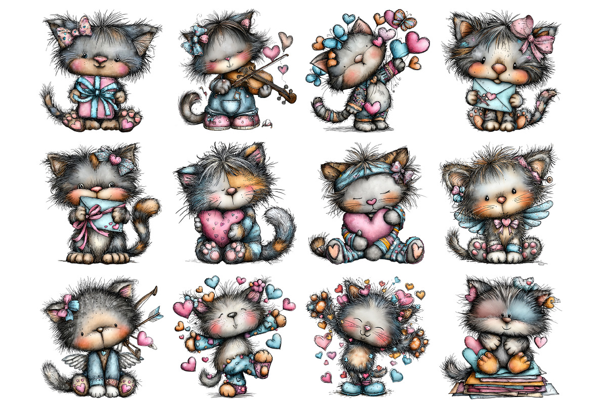 Valentine Cat Clipart, an Illustration by Design Market (Photo 3 of 3)