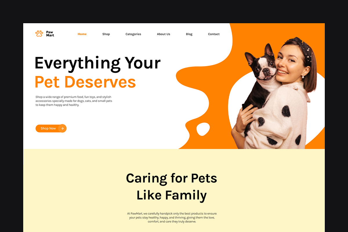 Figma Pet Shop Landing Page, a Landing Page Template by Musara (Photo 2 of 5)
