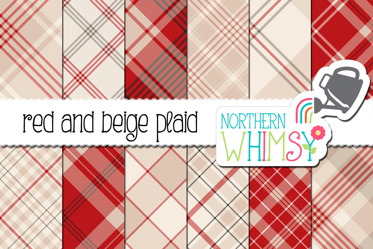 Red and Beige Seamless Plaid, a Pattern Graphic by Northern Whimsy Design