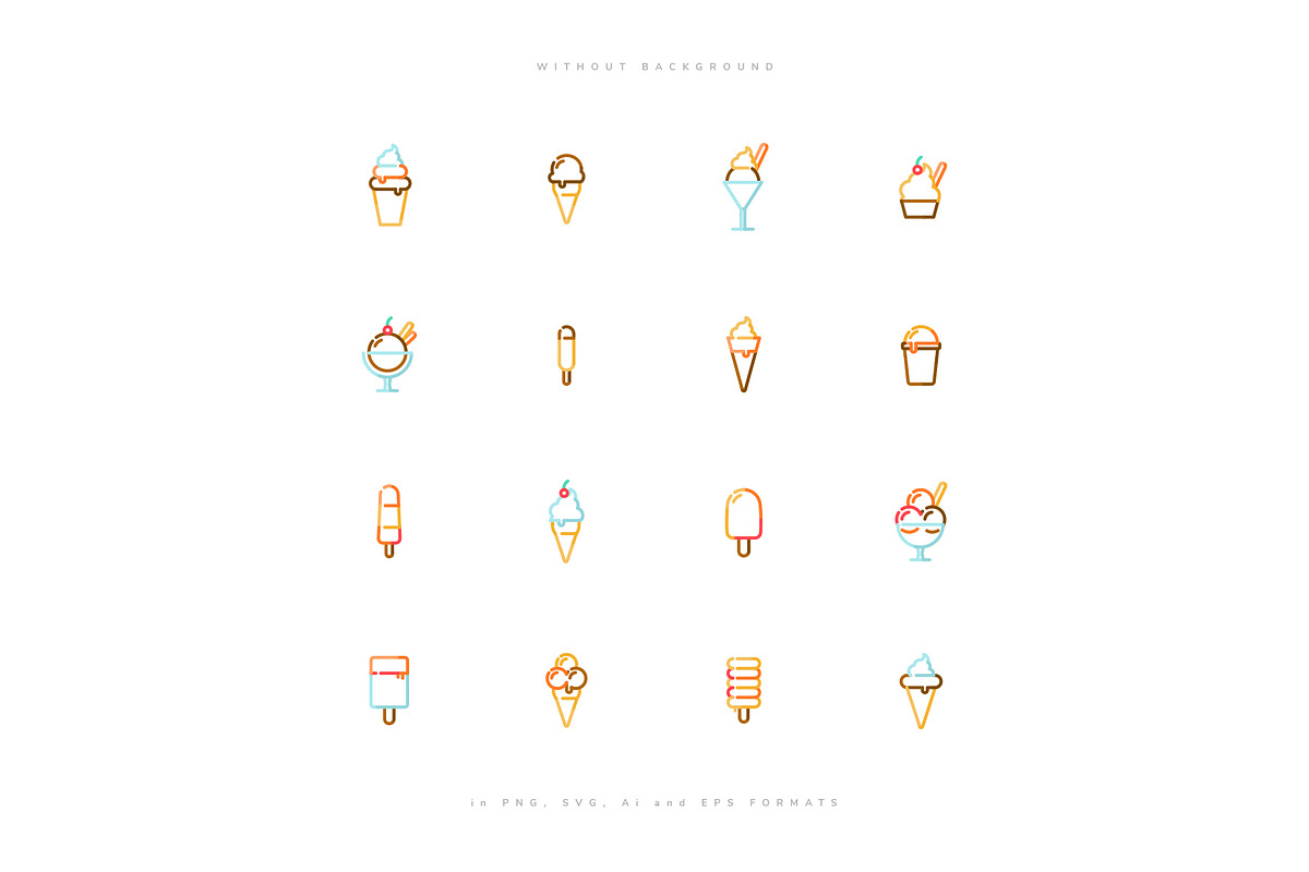Ice Cream Line Icons, an Outline Icon by blauananas (Photo 4 of 7)