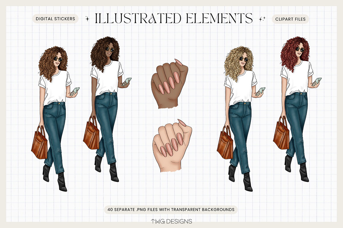 Girlboss Fashion Girl Clip Art, an Illustration by TWG Designs (Photo 3 of 3)