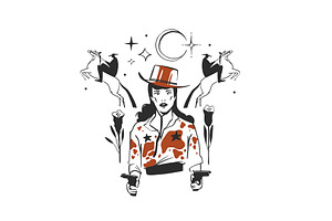 Cowgirl in hat with gun graphic, a Person Illustration by Anastasy_helter