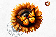 Autumn Butterfly and Flower Cliparts, an Animal Illustration by ThatsDesignArt (Thumbnail 6 of 10)