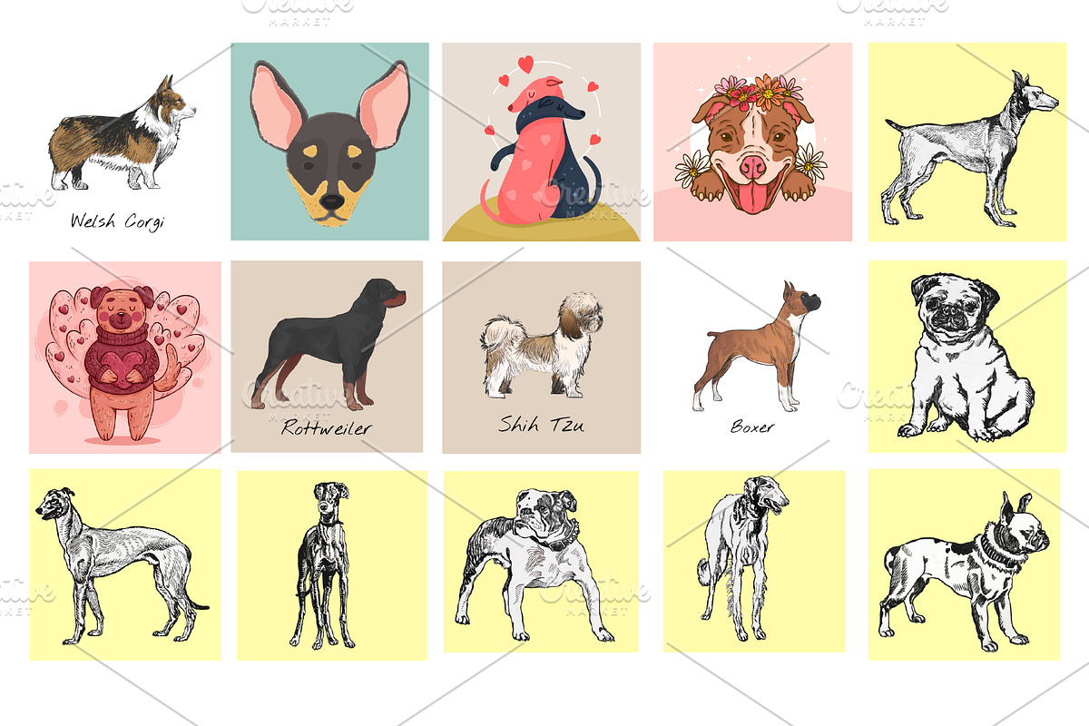Dog wall art Collection JPG, Dogs, an Animal Photo by Chipshpow Graphics (Photo 8 of 8)