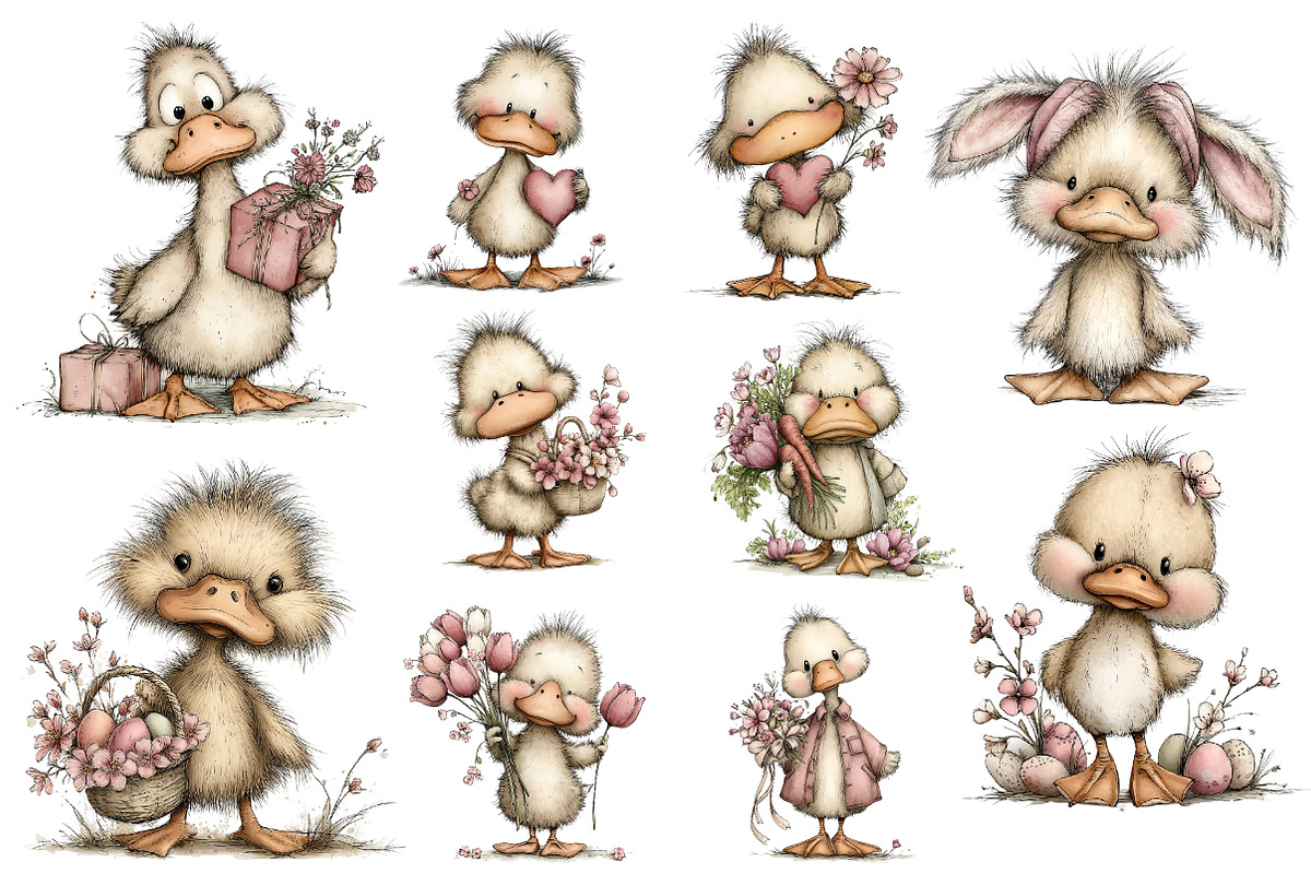 Whimsical Easter Duck Clipart Bundle, an Illustration by Dream Creation (Photo 7 of 7)