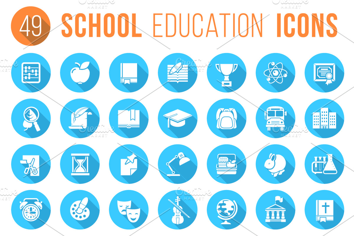 Round Flat White School Icons, an Icon by Vectorikart (Photo 1 of 3)