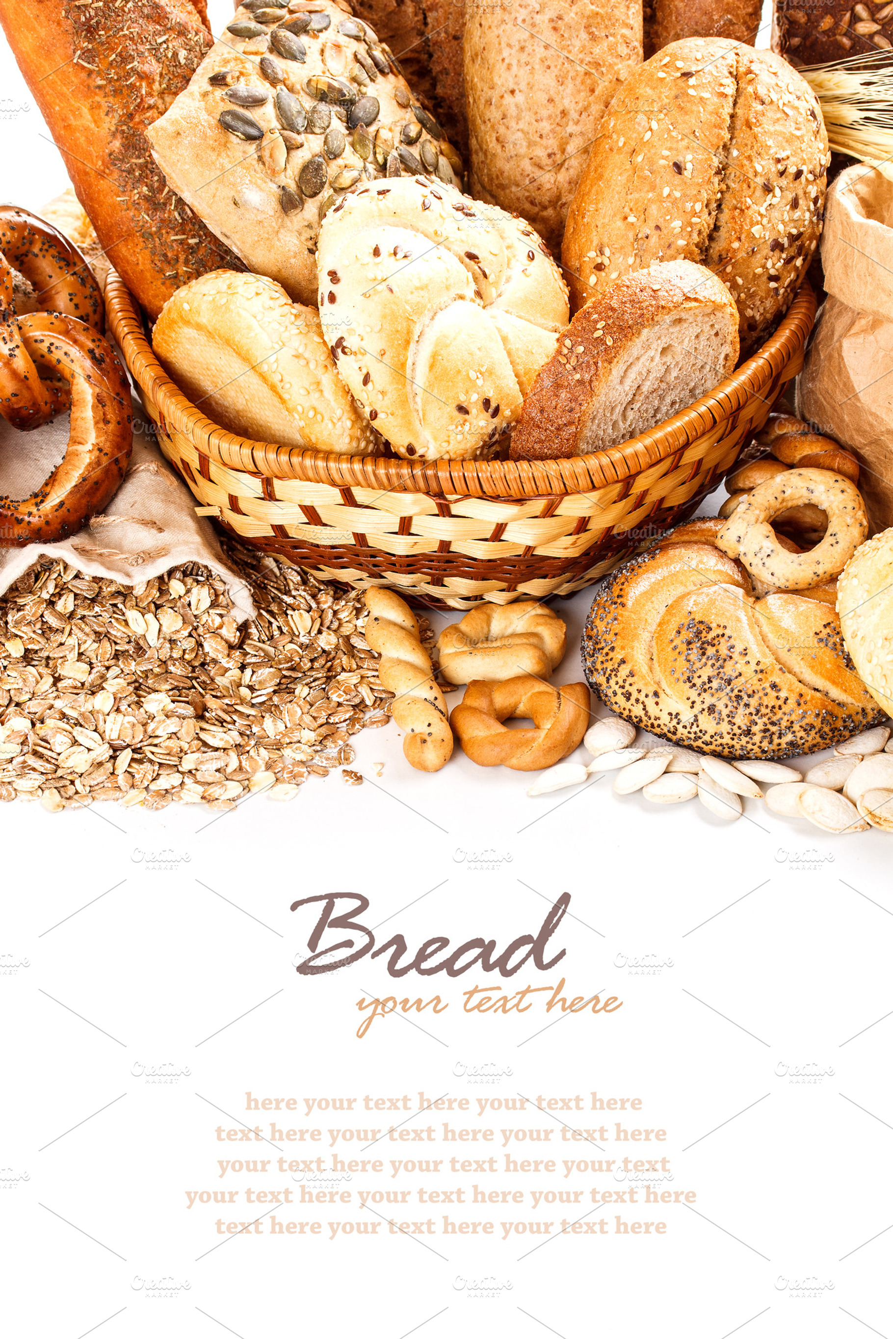 Bread And Rolls Featuring Assortment Bakery And Basket