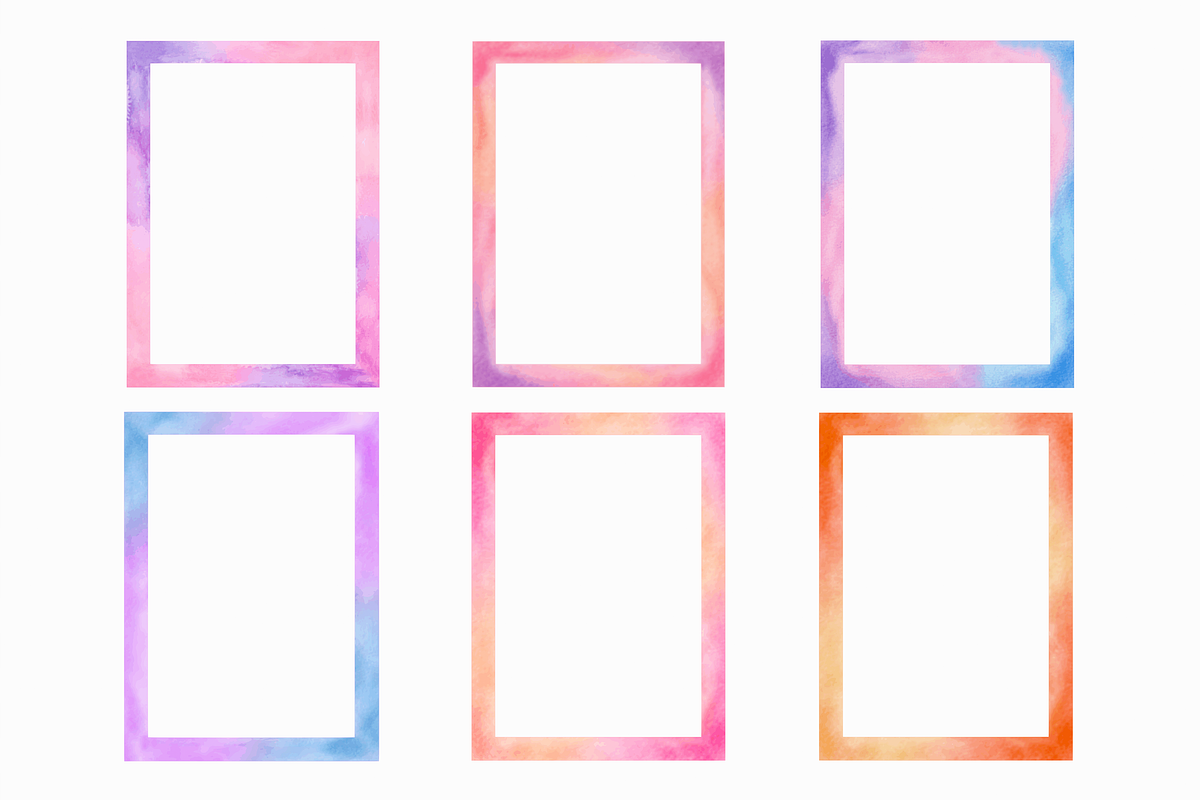 Watercolor Frame Rectangular Border, a Decorative Illustration by Kusumaillustration (Photo 5 of 13)