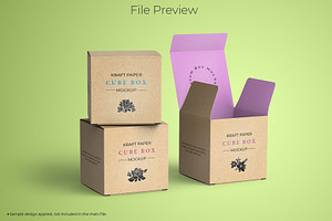 Kraft Paper Cube Box Package Mockup