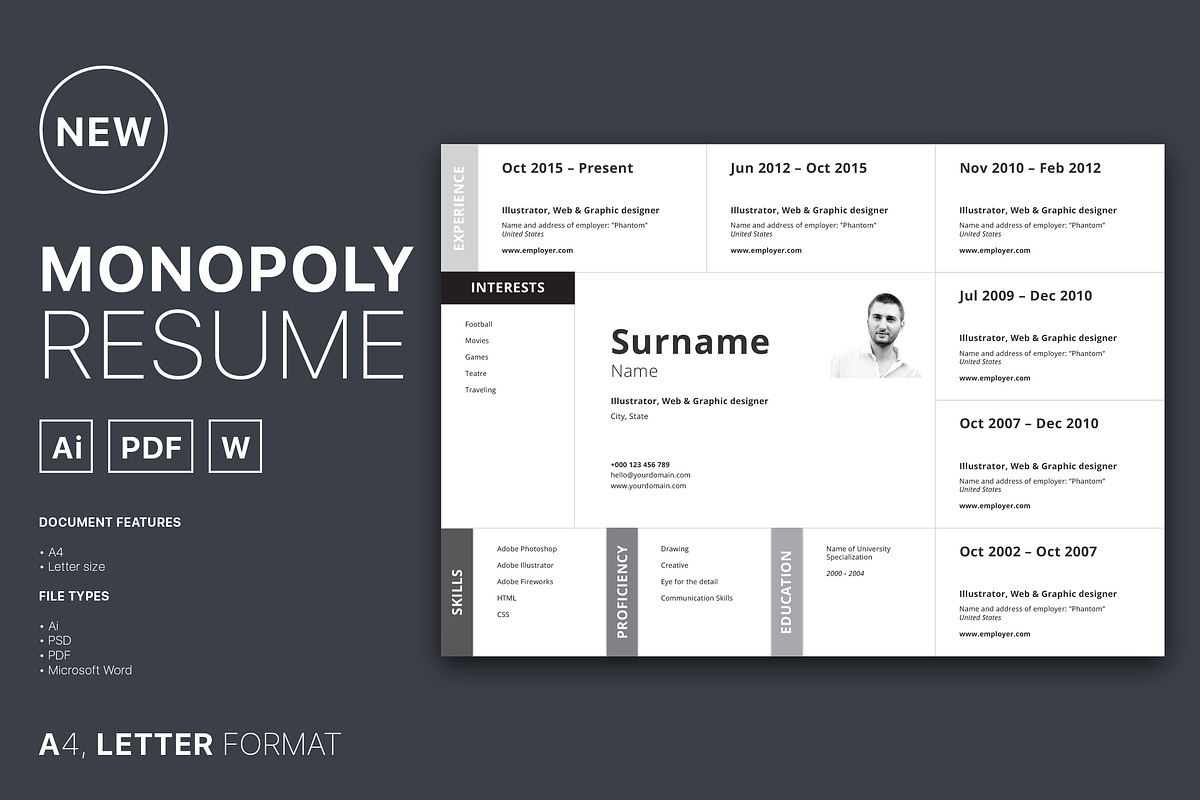 Monopoly Resume, a Resume Template by Spovv