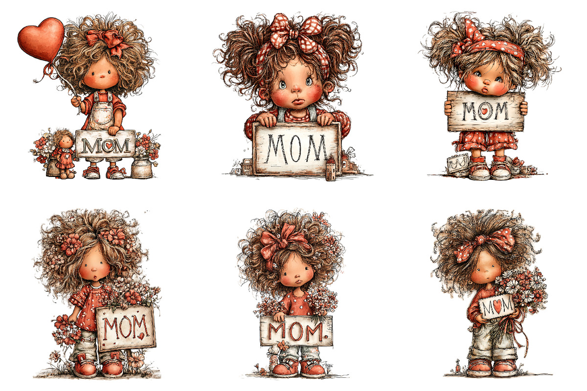 Happy mothers day clipart, an Illustration by SinaCreation (Photo 5 of 11)