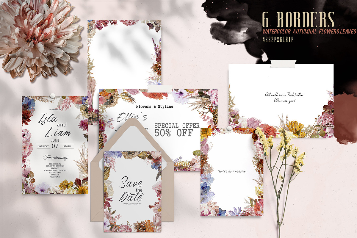 Watercolor Autumn Flowers & Leaves, a Decorative Illustration by Damian Roh (Photo 10 of 16)
