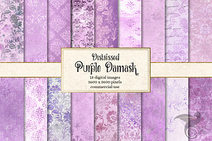 Distressed Purple Damask Textures