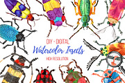 Set of Watercolor Whimsical Insects, an Animal Illustration by Sunshine Art Shop (Thumbnail 1 of 7)