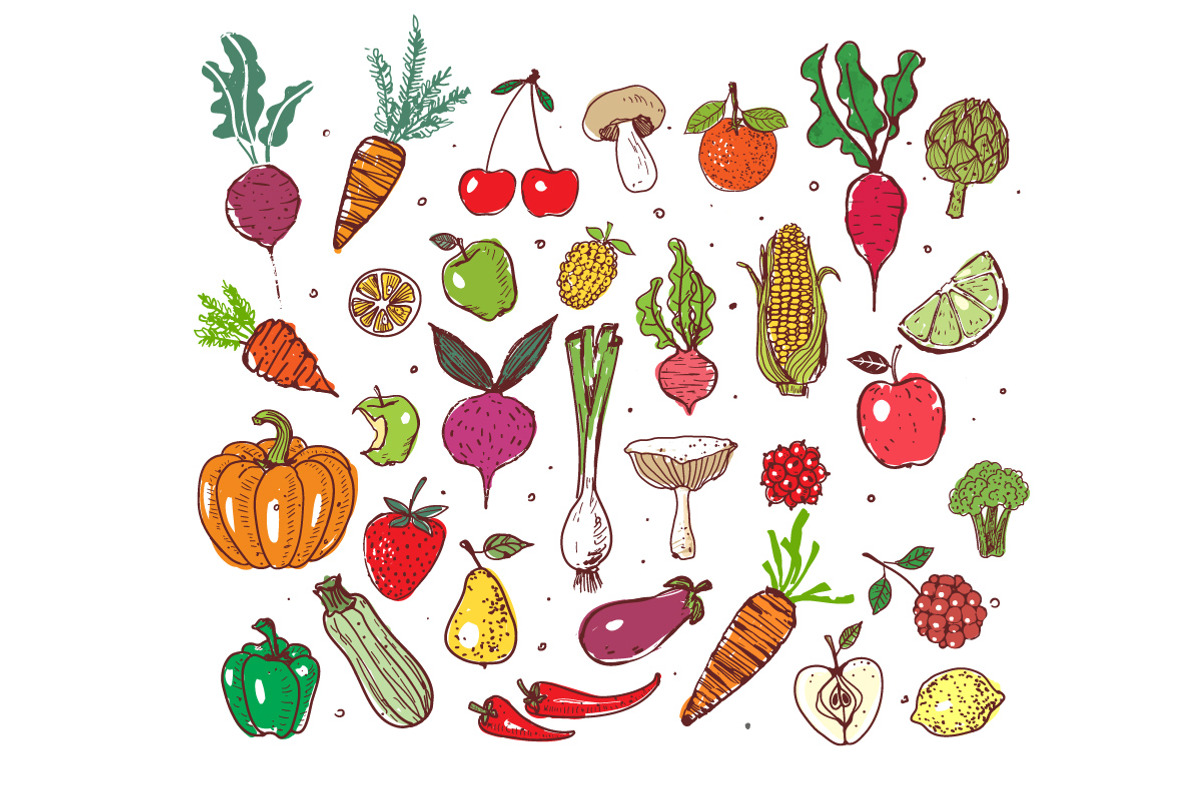 Fruits and vegetables doodles, a Food Illustration by Elina_Li (Photo 2 of 20)