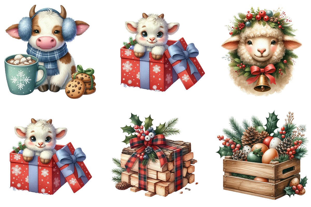 Christmas Farm Sublimation Clipart, an Illustration by DreamArtGraphic (Photo 4 of 6)