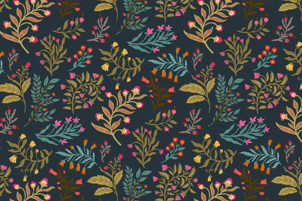 Jacobean Floral & Tartan Patterns, a Pattern Graphic by Sonulkaster (Photo 10 of 10)