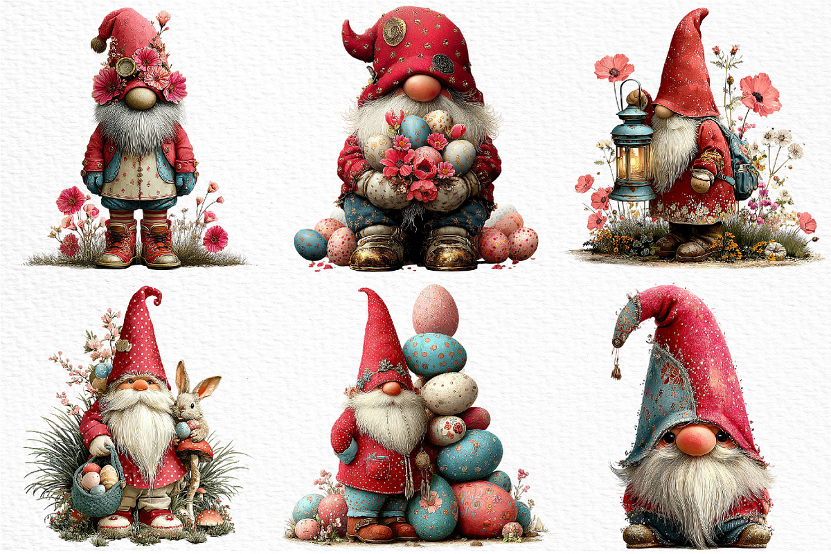 Whimsical Easter Gnome Clipart, an Illustration by Craft Nest (Photo 3 of 10)