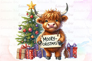 Moo-ry Christmas Cow PNG, an Illustration by Sublimation Artist (Thumbnail 1 of 9)
