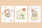Kawaii Space Cats Bundle, an Animal Illustration by Mariia Kovalchuk (Thumbnail 4 of 17)