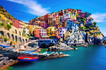 Colorful village of Manarola in Cinq, a Photo by Iftikhar Alam