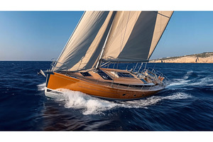 Sailing yacht with tan sails, an Abstract Photo by Sergey Kotenev