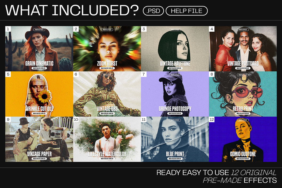 12 Photo Effect Templates, a Layer Style Add-On by iDoodle Studio (Photo 2 of 6)