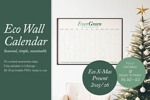 Undated Eco Calendar: Stone Moss, a Poster Template by Elibee