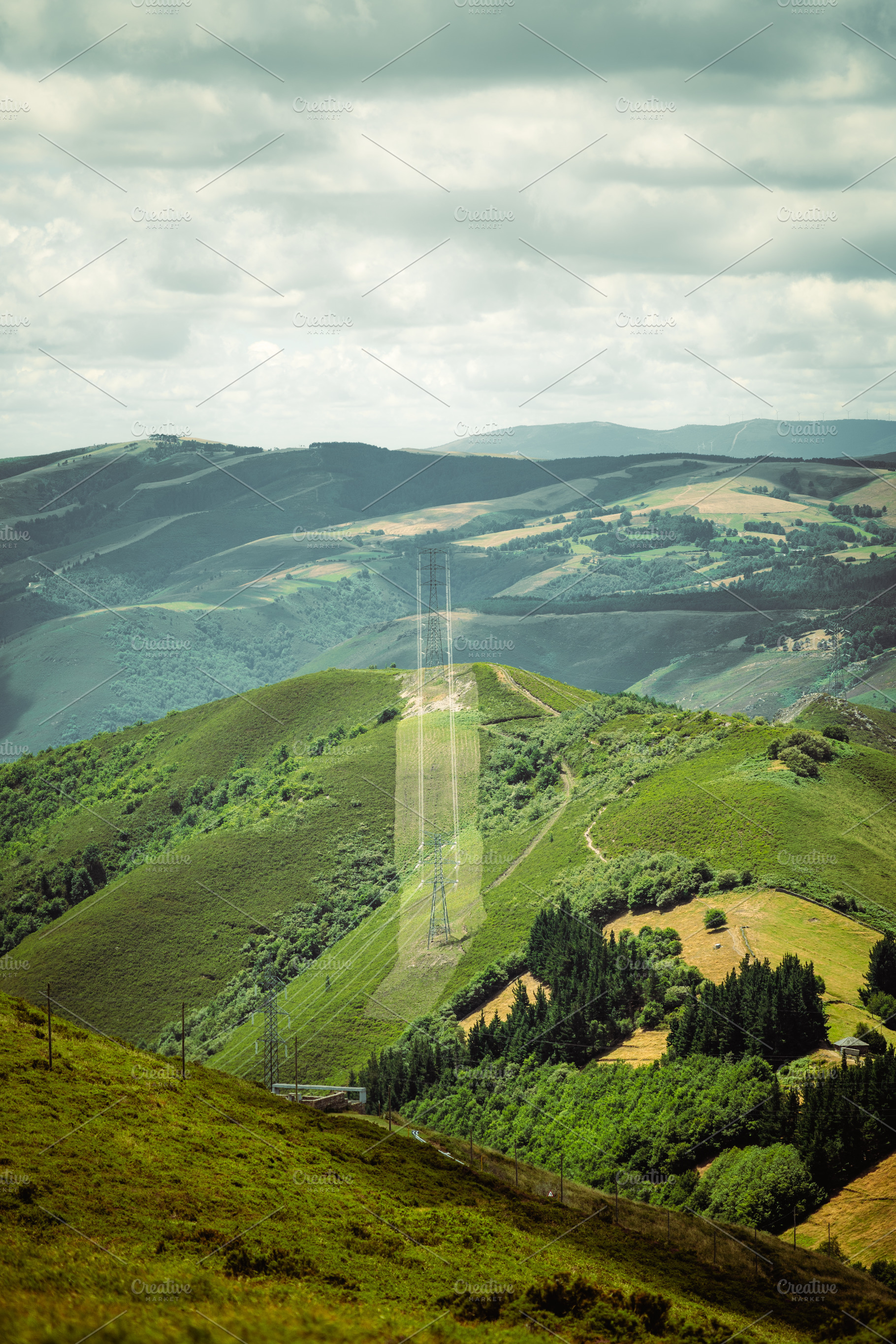 Power line on mountain hills, an Industrial Photo by SkyNext