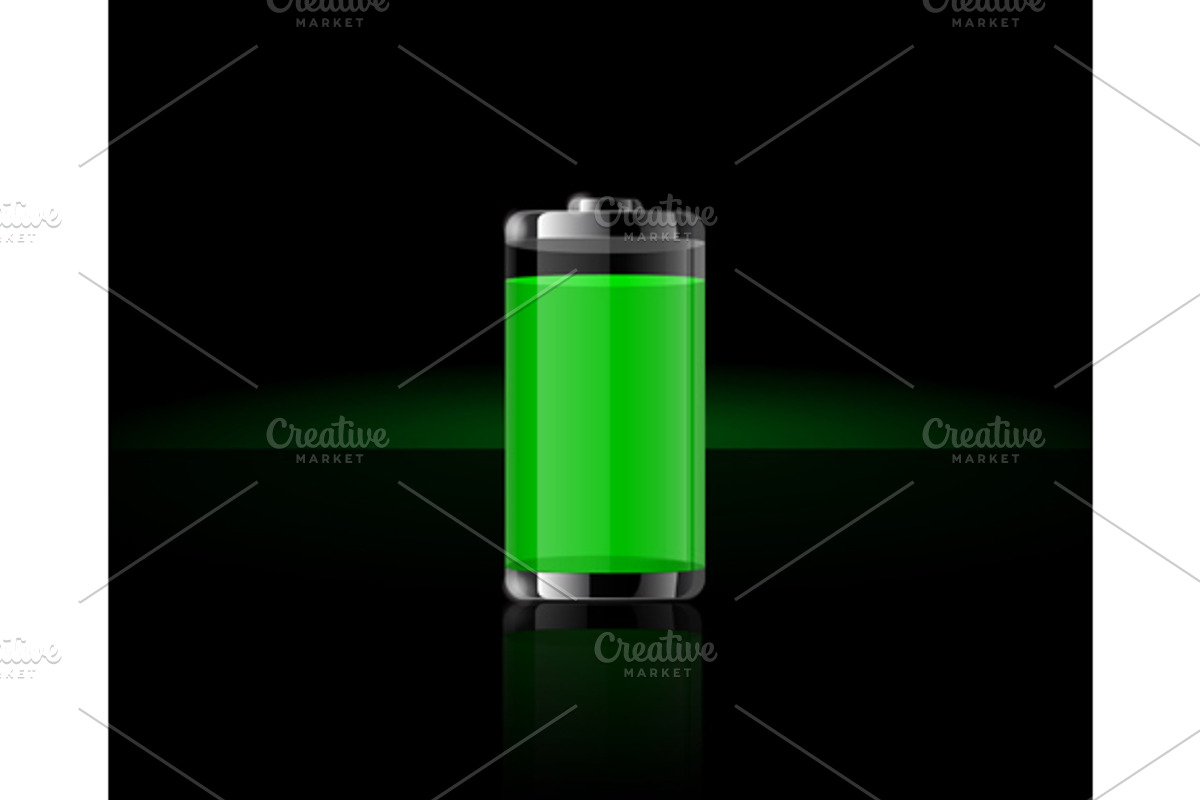 Set glossy transparent battery icons preview 2