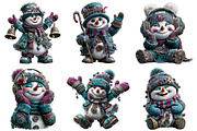 Merry Christmas Snowman Clipart, an Illustration by Craft Nest (Thumbnail 3 of 10)
