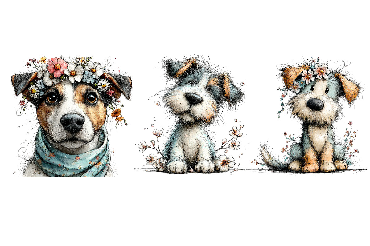 Whimsical Spring Dog Clipart, an Illustration by Dream Creation (Photo 6 of 6)