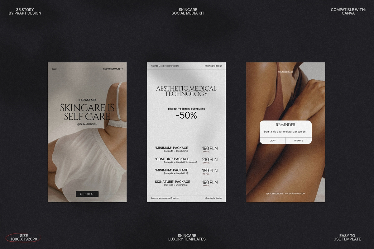 Soft Canva Skincare Story Kit preview 5