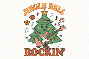 Groovy Christmas Rock PNG Sublimatio, an Illustration by CraftArtStudio