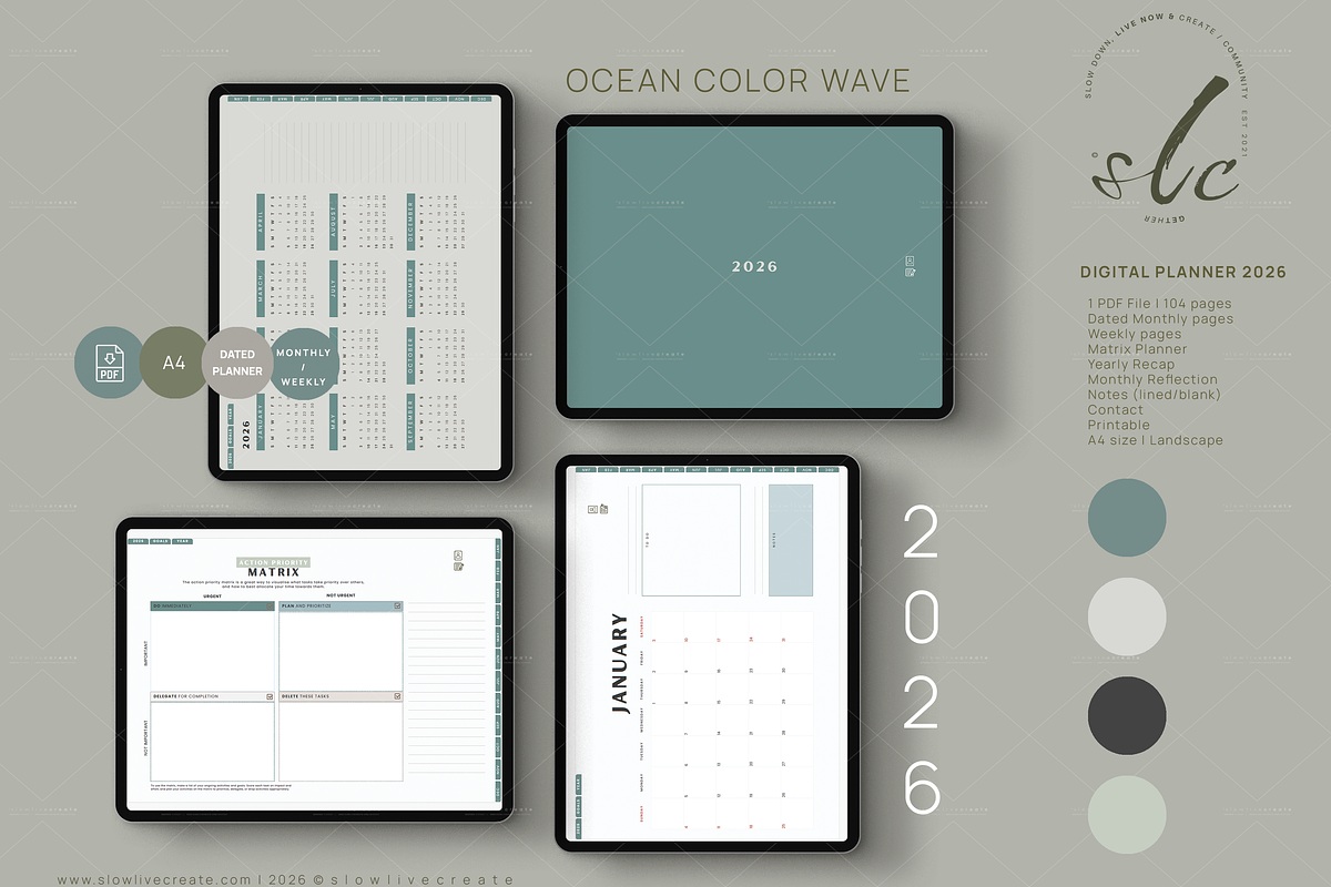 Digital Planner 2026 | NordicWave, a Templates & Theme by slowlivecreate (Photo 5 of 8)