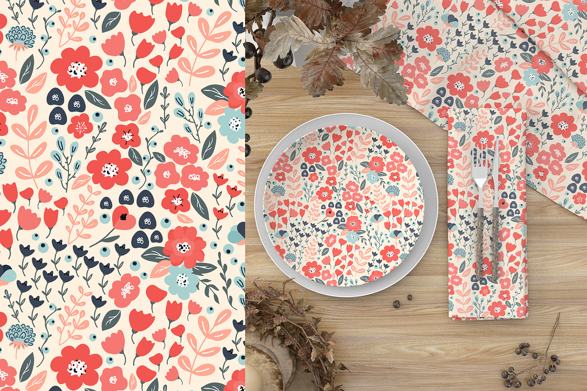 Colorful floral pattern, a Pattern Graphic by Cozy pattern shop (Photo 2 of 5)