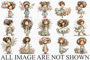 Whimsical Spring Girl Clipart Bundle, an Illustration by Canvas Craft (Thumbnail 3 of 7)