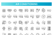 Air Conditioner Line Icons Set, an Outline Icon by Tettygreen (Thumbnail 1 of 2)
