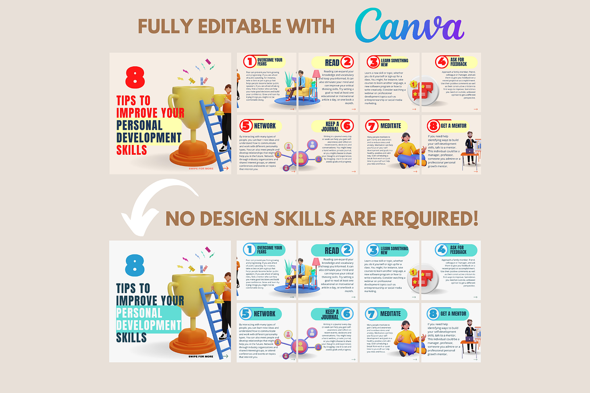 150 Self Improvement Templates, a Social Media Template by Viral Content Design (Photo 5 of 9)