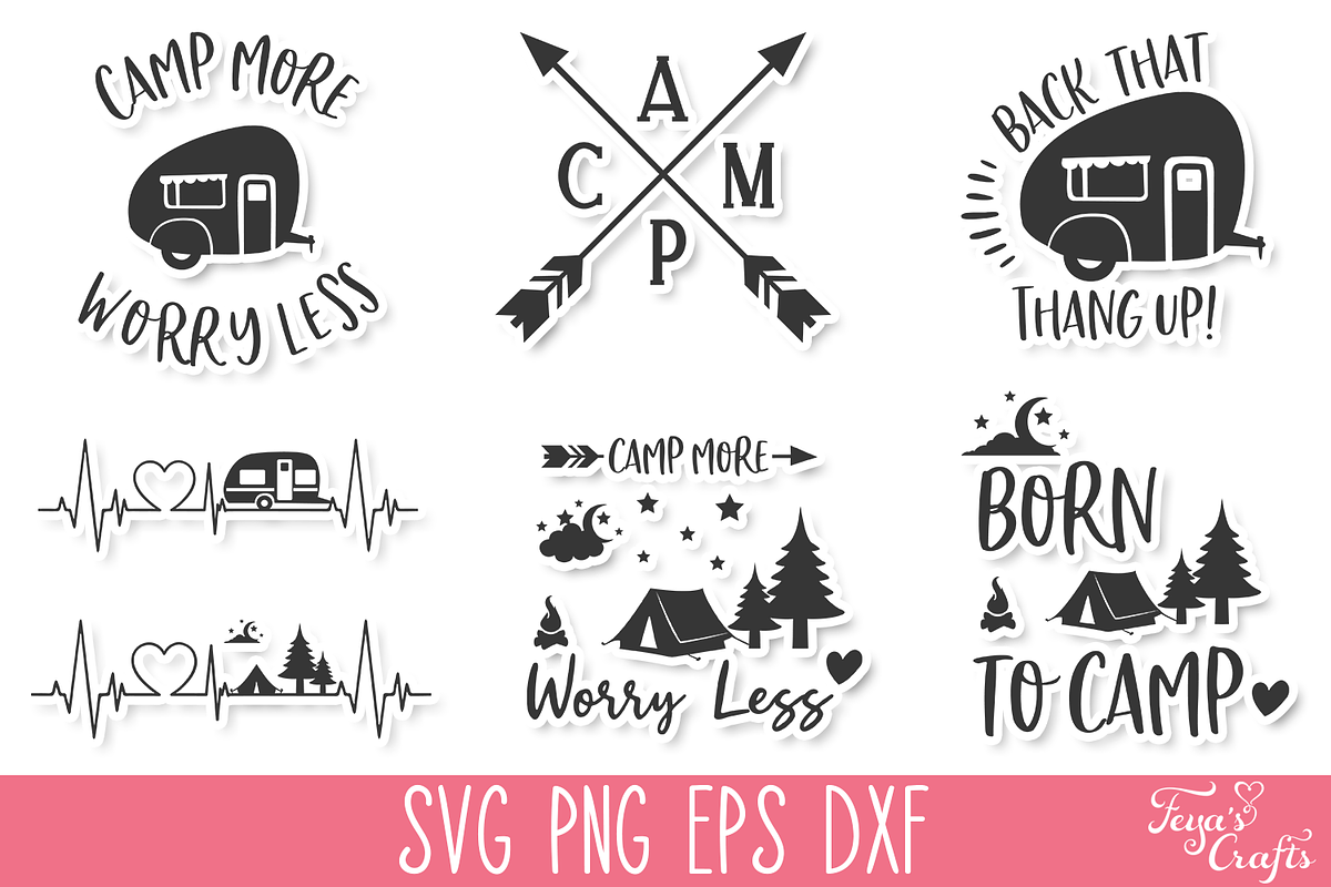 Camping Quotes Bundle, an Illustration by Anastasia Feya (Photo 5 of 8)