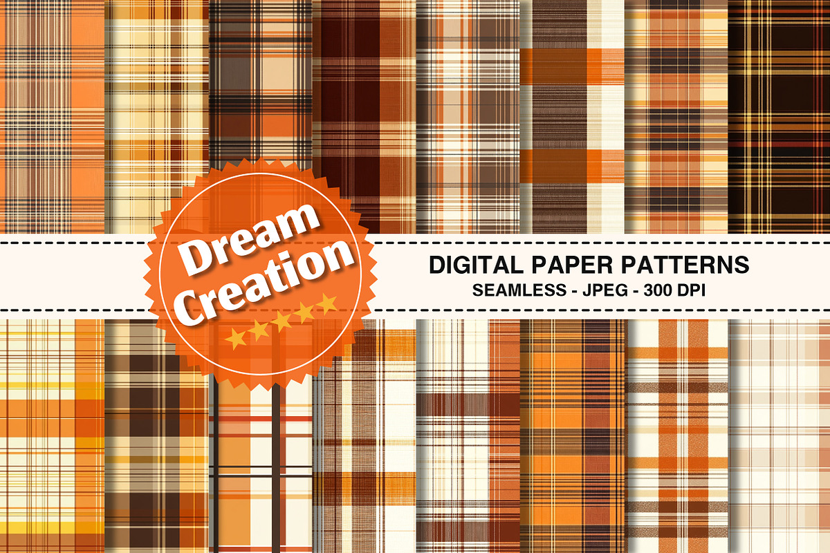 Fall Autumn Plaid Digital Papers, a Texture Graphic by Dream Creation (Photo 1 of 6)