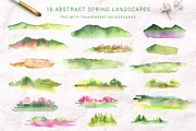 Watercolor abstract landscape bundle, a Seasonal Illustration by LeriaArt watercolor (Thumbnail 14 of 23)