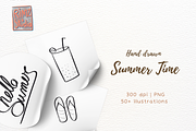 Hand drawn summer time elements, an Illustration by RimzStudio (Thumbnail 3 of 10)