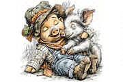 Piglet In Outfit Clipart JPG, an Animal Illustration by Memories By Lea (Thumbnail 17 of 20)